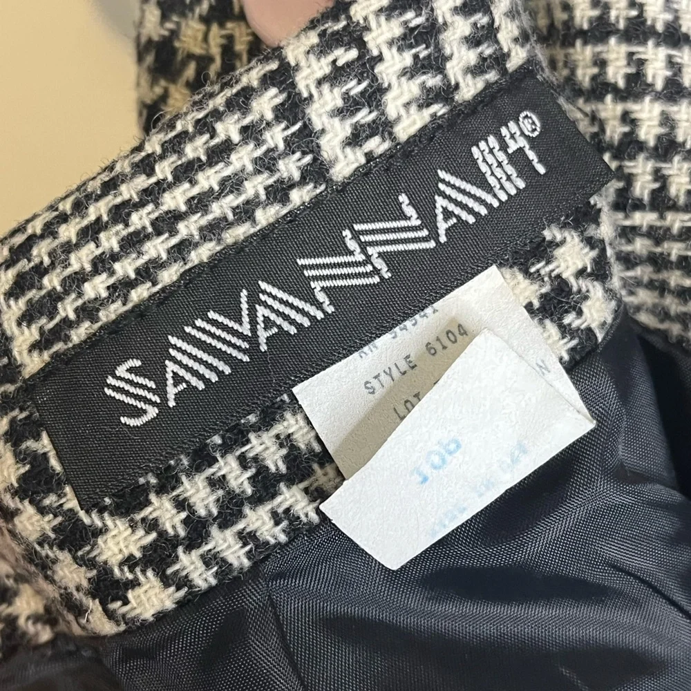 Savannah Petite (VTG 10P) Waist 29 Houndstooth Wool Blend Pencil Skirt